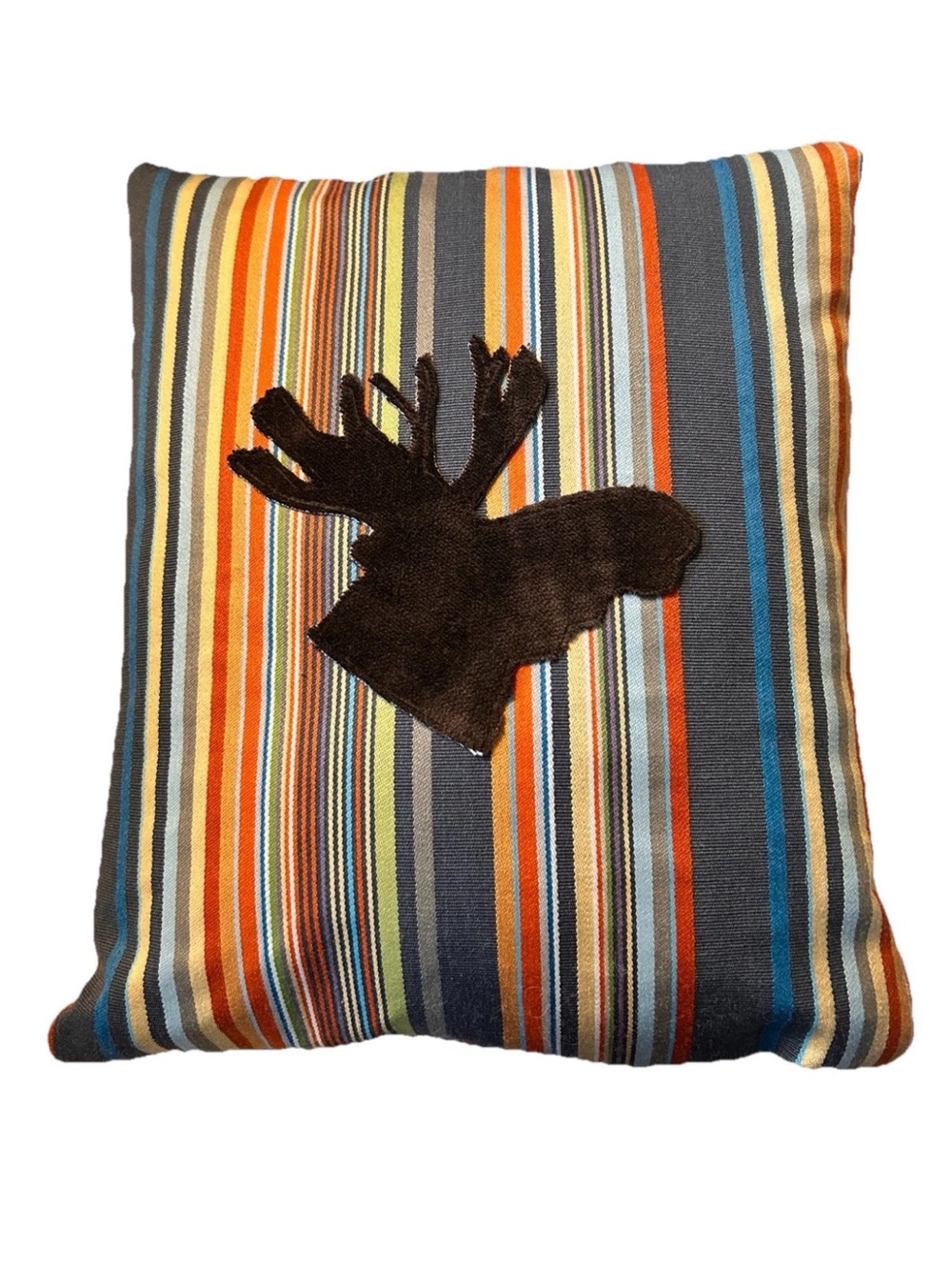Moose Cabin Pillow Paul Smith Maharam Stripe Wool Lodge Decor 12x14 OOAK